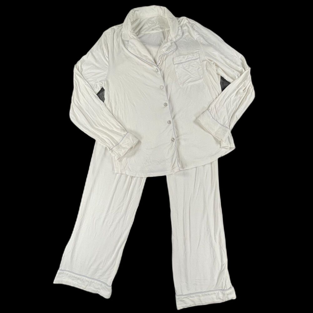 Cozy Earth Bamboo Stretch-Knit Pajama Set S Ivory Long Sleeve Oprah's Favorite